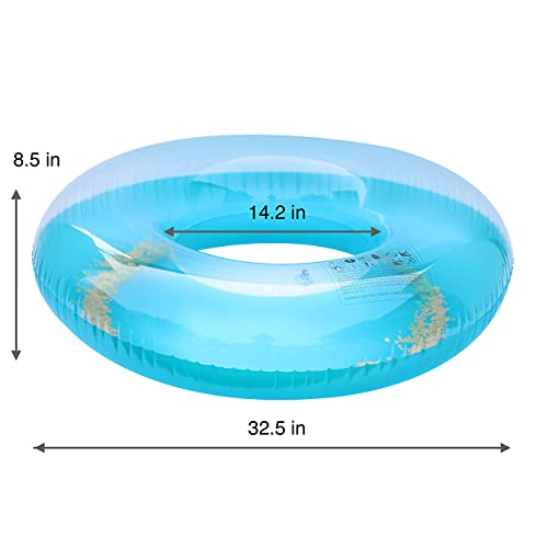 Kurala Inflatable Pool Float Tube, Transparent Swimming Ring With Colorful Sparkling Glitters For Kids Adults, 3 Pack 32.5 Inches #TOP3