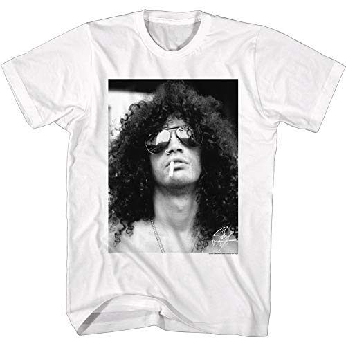 American Classics Slash Musician Black & White Slash Smoking Adult Short Sleeve T-Shirt Graphic Tee