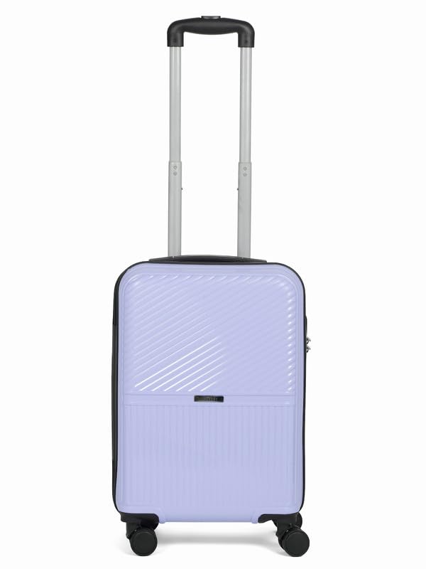 Image of Teakwood Small Size 8 Wheels Trolley Bag, Hard Cabin with Zipper Closure, Adjustable Push Button & Cross Side Strap, Number Lock System 360 Degree (Small, Lavender)
