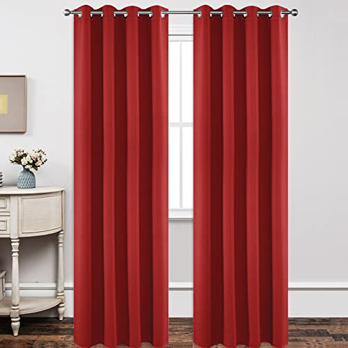 Image of Joydeco Blackout Curtains 120 inches Long 2 Panels Set, Thermal Insulated Long Curtains & Drapes 2 Burg, Room Darkening Grommet Drapes for Bedroom Living Room Windows(W52 x L120 Inch, Red)