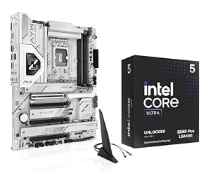Micro Center Intel core Ultra 5 250kf Plus Bundle ASUS Z890 AYW Gaming WiFi | CPU Motherboard Combo, 18 cores desktop processor up to 5.3 GHz, asus Z890 AYW Gaming WiFi White Motherboard, ATX, DDR5