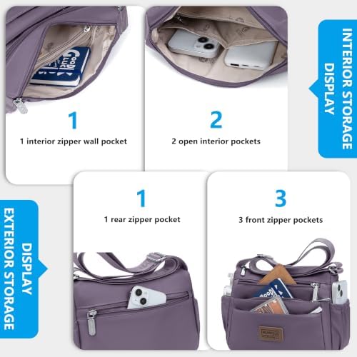 Purses for women Nylon Crossbody Bags Waterproof Handbags,Purple — view 5