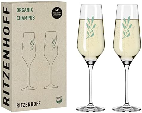 RITZENHOFF 3924001 Copa de champán de 400 ml, juego de 2 unidades Organix nº 1 – Color orgánico verde, 45% vidrio reciclado, fabricado en Alemania RITZENHOFF 3924001 Copa de champán de 400 ml, juego de 2 unidades Organix nº 1 – Color orgánico verde, 45% vidrio reciclado, fabricado en Alemania