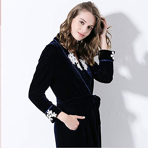 Chemise de nuit mi-longue en velours et dentelle délicate premium - 5