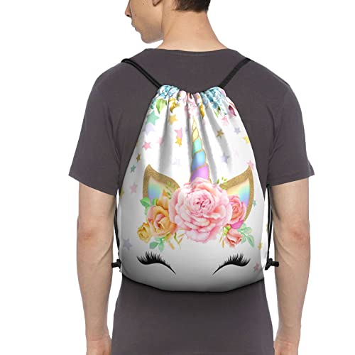 Hizuwky Unicorn Flower Drawstring Backpack For Boys Girls Gym Lightweight String Sackpack Waterproof Cinch Bag For Beach Sport Yoga… #TOP3