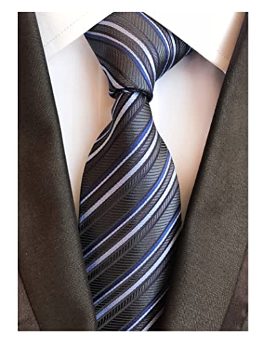 Image of Elfeves Men's Modern Striped Patterned Formal Ties College Daily Woven Neckties
