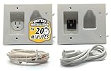 Datacomm 50-3323-WH-KIT Flat Panel TV Cable Organizer Kit with Power Solution - White