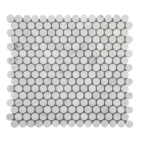 Diflart Carrara White Marble Mosaic Tile Penny Round