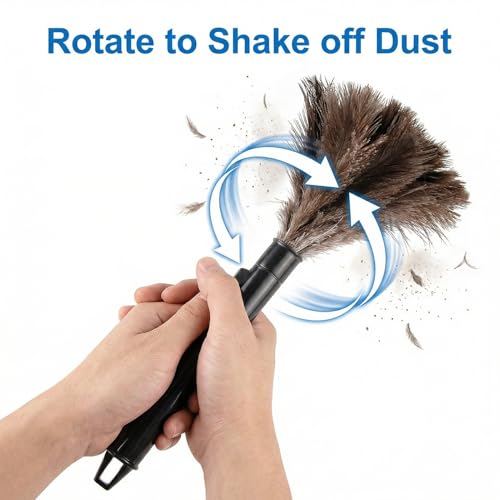 Pwshymi Scalable Dusters, Brown Washable Portable Compact Feathers Mini Duster with ABS Handle Ability to Collect Dust, Reusable up to 200 Times by Pwshymi - Image 3