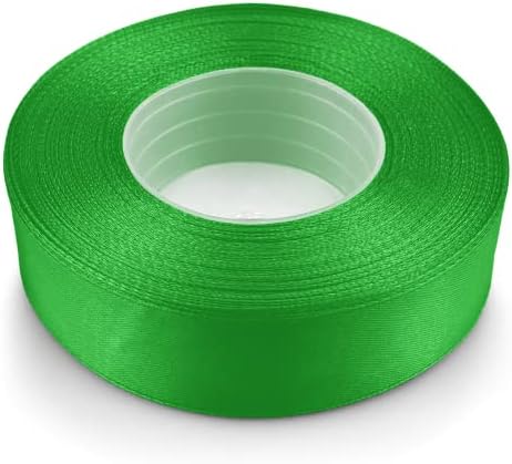 Netuno 1 x wstążka satynowa zielona 25 mm x 32 m zielona wstążka wstążka do pakowania prezentów kolorowa taśma dekoracyjna taśma materiałowa rolka satynowa wstążka zielona wstążka