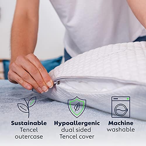 PureComfort Memory Foam Pillow - Neck & Shoulder Pain Relief Pillow - Adjustable Hypoallergenic Memory Foam Pillow for Back, Stomach, or Side Sleepers (Queen)