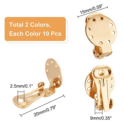 UNICRAFTALE 20pcs 2 Color Stainless Steel Clip-on Earring Flat Round Earring Non-Piercing Earrings Metal Clip Earring Setting for Jewelry Making 20x15x9mm - Image 4