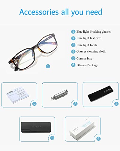 Anrri Blue Light Blocking Glasses Anti Eyestrain Uv Filter Computer Game Square Nerd Eyeglasses Lightweight Tortoise Frame #TOP5