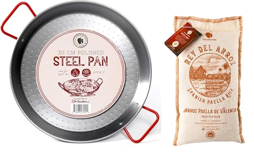 Gourmanity Spanish Paella Rice for Paella 2.2lb, Gourmanity Made By Garcima, 12inch Carbon Steel Paella Pan Bundle