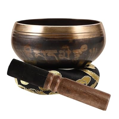 VOSAREA Tibetan Singing Bowl Meditation Set with Wooden Mallet and Bowl Pad, Copper and Wood Material, Rich and Resonant Sound for Yoga and Home Decor