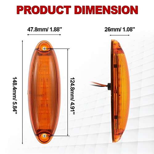 Alavente 5 Pcs Universal Roof Top Clearance Signal Light 12 Led Lamp Fit For Freightliner Cascadia And Most Trucks Trailers Tractors Semi-Trailer Dump Truck Special Vehicle (Amber Shell & Amber Light) #TOP30