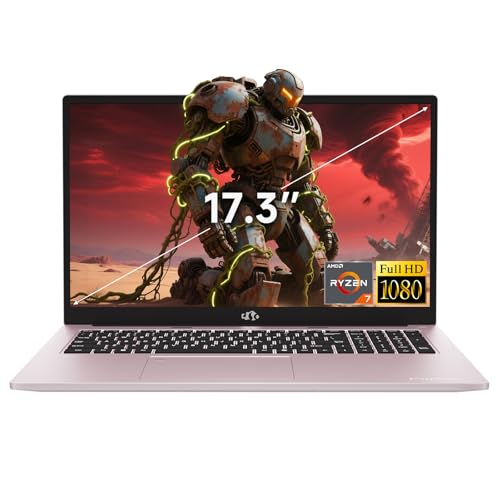 NIMO 17.3" Gaming Laptop, AMD Ryzen 7 7735HS (8C/16T) 16GB DDR5 RAM 1TB SSD, Radeon 680M Graphics, 1080P Display, Wi-Fi 6E, Bluetooth 5.2, 100W PD Fast Charging, Fingerprint, Backlit Keyboard
