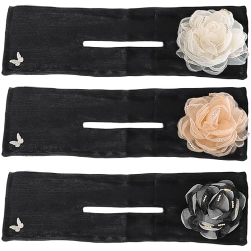 MOTHNUR 3Pcs Flower Hair Bun Maker for Women Stylish Camellia Design Hair Styling Tool with Soft Mesh and Wire Easy to Use