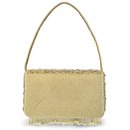 Image of Peora Black Clutch Purses for Women Stone Studded Handmade Handbags Party Bridal Clutch