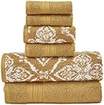Modern Threads Amaris 6-Piece Reversible Yarn Dyed Jacquard Towel Set - Bath Towels, Hand Towels, & Washcloths - Super Absorbent & Quick Dry - 100% Combed Cotton, Gold