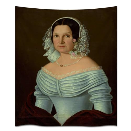 Victorian Lady in White Silk Dress Tapestry Vintage Elegant Exquisite