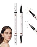 2 in 1 Light Brown Freckle Pen&Freckle Stamp, Microblading Quick Dry Long Lasting Fake Freckles Pen Waterproof, Pigmented Smudgeproof Natural Lifelike, All Day Faux Freckles Stains Makeup for Women-01