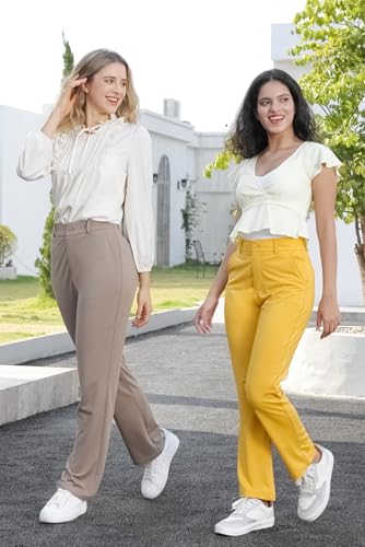 Image of Bamans Dress Pants Women Work Business Office Straight Leg Slacks