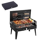 Barbecue au charbon de bois avec couvercle, barbecue pliable pour camping et pique-nique, ...