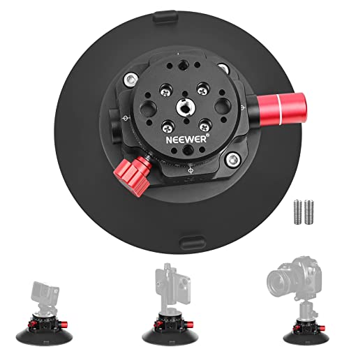 Neewer 6” Air Pump Vacuum Suction Cup, 360° Rotatable Metal Camera Car Mount For Action Camera Smartphone On Windows Glass With 1/4” 3/8” Threads And Arri Locating Holes, Max Load 110Lb/50Kg, Ca006 #TOP14