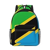 JEJEA Mochila para laptop con estampado de bandera de Tanzania, bolsa de trabajo universitaria, mochila de viaje para artículos personales, aprobada para vuelos, Negro, Talla única