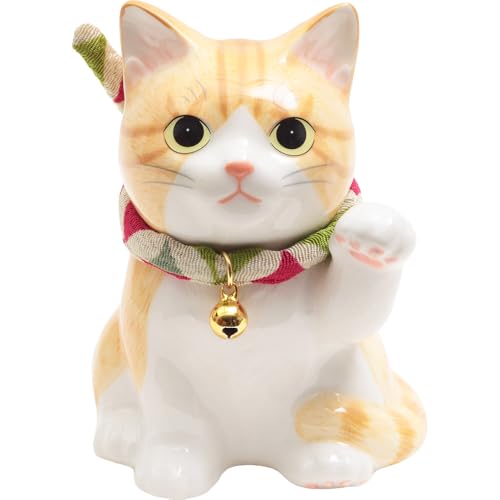 YOSHINOYA KYUBEI Lucky Cat Statue 4.0 in Good Luck Charm Japanese Decor Ceramic 7902-Z-US