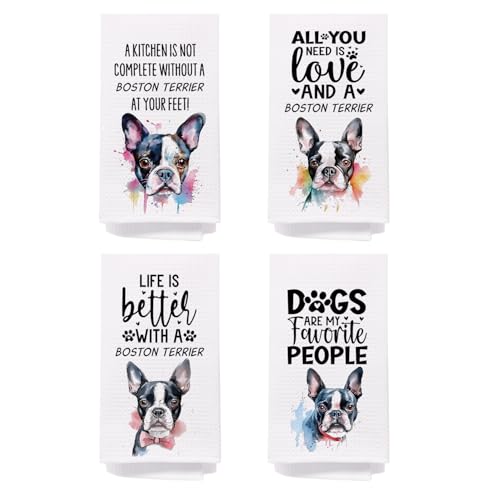 SPBL&L Boston Terrier Gifts for Women,Boston Terrier Decor Kitchen Bathroom Hand Dish Towels Set of 4,16x24 Inches