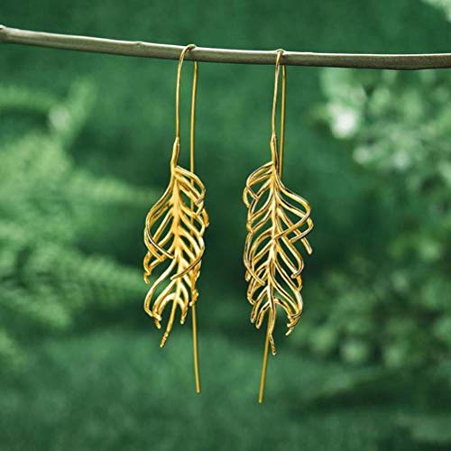 Boucle d'oreille femme légère style chinois fougère pour oreilles sensibles
