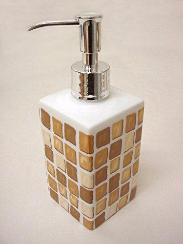 DOSIFICADOR DISPENSADOR JABON BAÑO Cuadrado Ming 280ML Porcelana GRESITE Mosaico Marron Beige