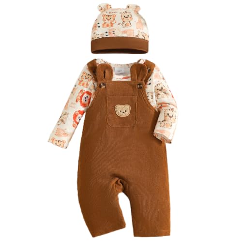 Eqenkely Vêtements Bébé Garçon Manches Courtes Rayée Barboteuse+Salopette à Bretelles 2 Pièces Ensemble Tenue de Survêtement