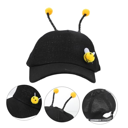 Sun Cap for Boys and Girls Fashionable Baseball Hat Bee Antenna Soft Cotton Adjustable for Boys Girls Black3