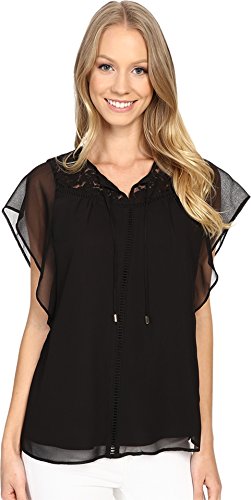 Calvin Klein Women's Flutter Sleeve Top W/Lace