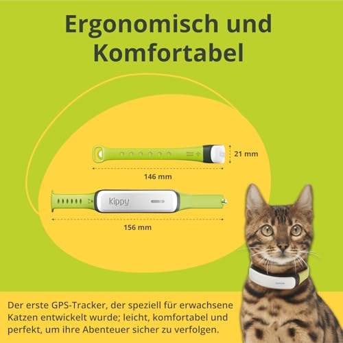 Kippy GPS-Halsband für Katzen, Kippy Cat Color, GPS-Tracker für Gesundheit und Aktivität, Katzenhalsband mit Sofortwarnung, mit virtuellen Grenzen