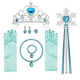 Vicloon Princesa Vestir Accesorios, 9Pcs Princesa Elsa Disfraz Accesorios, Elsa Joyas para Niñas Carnaval Fiesta, Trenza, Collar, Pulsera, Corona, Varita Mágica, Guantes, Anillo, Pendientes
