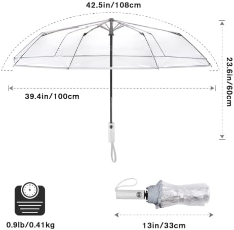 G4Free 42.5 Inch Compact Clear Umbrella, Small Travel Umbrella for Rain — 사진 2