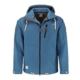 Dry Fashion Herren Softshelljacke Heiligenhafen - Softshell Jacke Herren Outdoor Herrenjacke mit verstellbarer und abnehmbarer Kapuze in Blau Melange Größe M