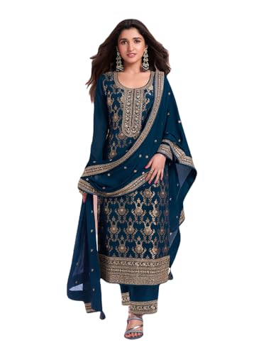 shopNstyle Women's Salwar Kameez Straight Suit Jacquard Traditional Indian Pakistani Ready To Wear Dress