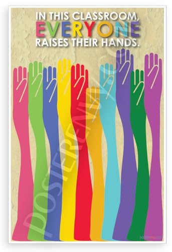In This Classroom Everyone Raises Their Hands Classroom Rules 12x18 �č����|�X�^�[
