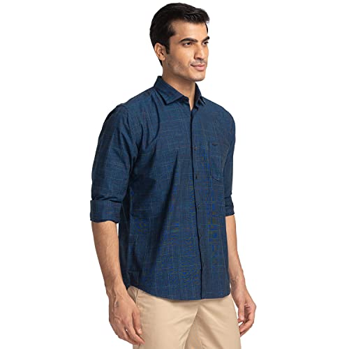 Image of Park Avenue Men's Pure Cotton Two Tone Pattern Slim Fit Cut Away Collar Full Sleeve Casual Shirt