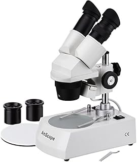 AmScope SE305-PZ Binocular Stereo Microscope, WF10x and WF20x Eyepieces, 10X/20X/30X/60X Magnification, 1X