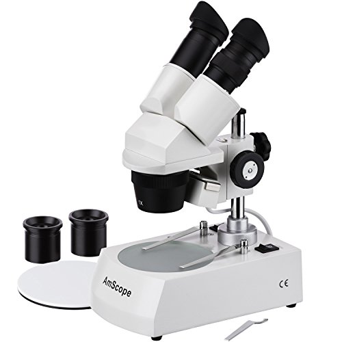Amscope Se305-Px Binocular Stereo Microscope, Wf5X And Wf10X Eyepieces, 5X/10X/15X/30X Magnification, 1X And 3X Objectives, Upper And Lower Halogen Lighting, Reversible Black/White Stage Plate, Pillar Stand, 120V #TOP16