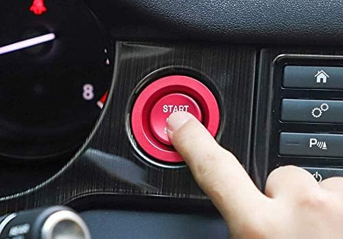 MARCHFA Start Stop Engine Switch Button Cover Compatible for Evoque Discovery Accessories Ignition Key Ring Aluminum Alloy Red