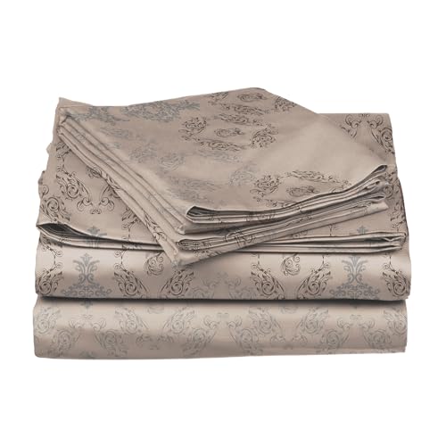 Image of BLISSHOME Everlast 150TC King Size Printed Bedsheet with 2 Pillow Covers for Double Bed, Aesthetic Bedding, Wrinkle Resistant, 100+ Wash Durable, Quick Dry, Ornate Design - Champagne (228cm x 274cm)