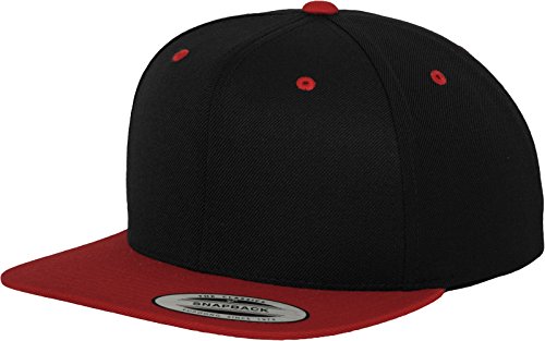 Flexfit Mütze Classic Snapback 2-tone - Gorro, unisex, Multicolor (Blk/Red), Talla única