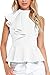 Dearlovers Women High Neck Solid Color Casual Top Vest Medium White